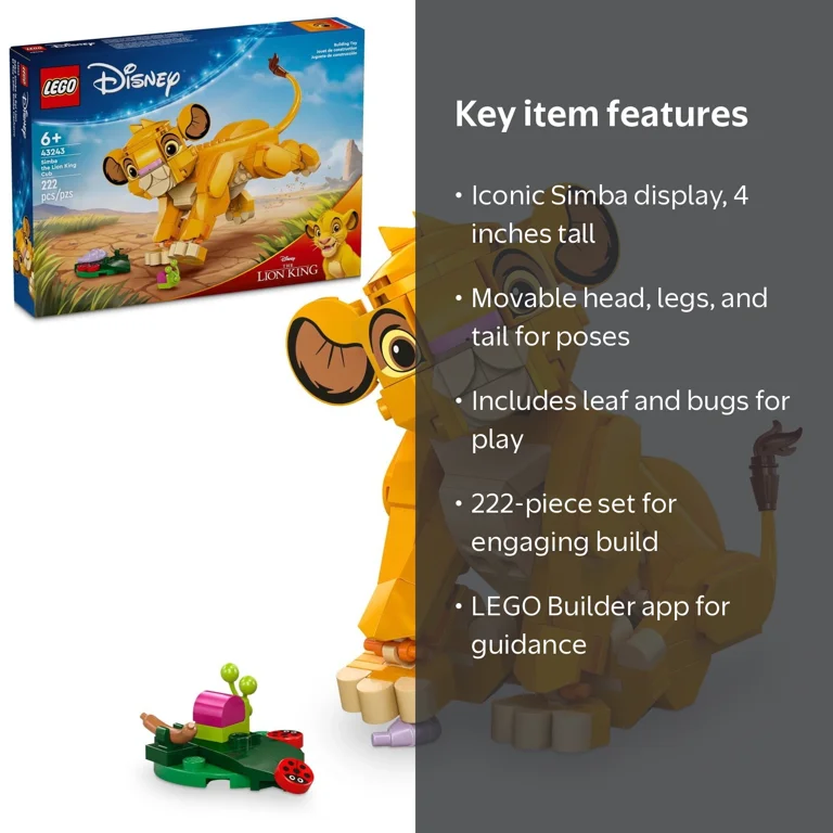 LEGO, Disney Simba the Lion King Cub, Buildable Toy, 222 Pieces