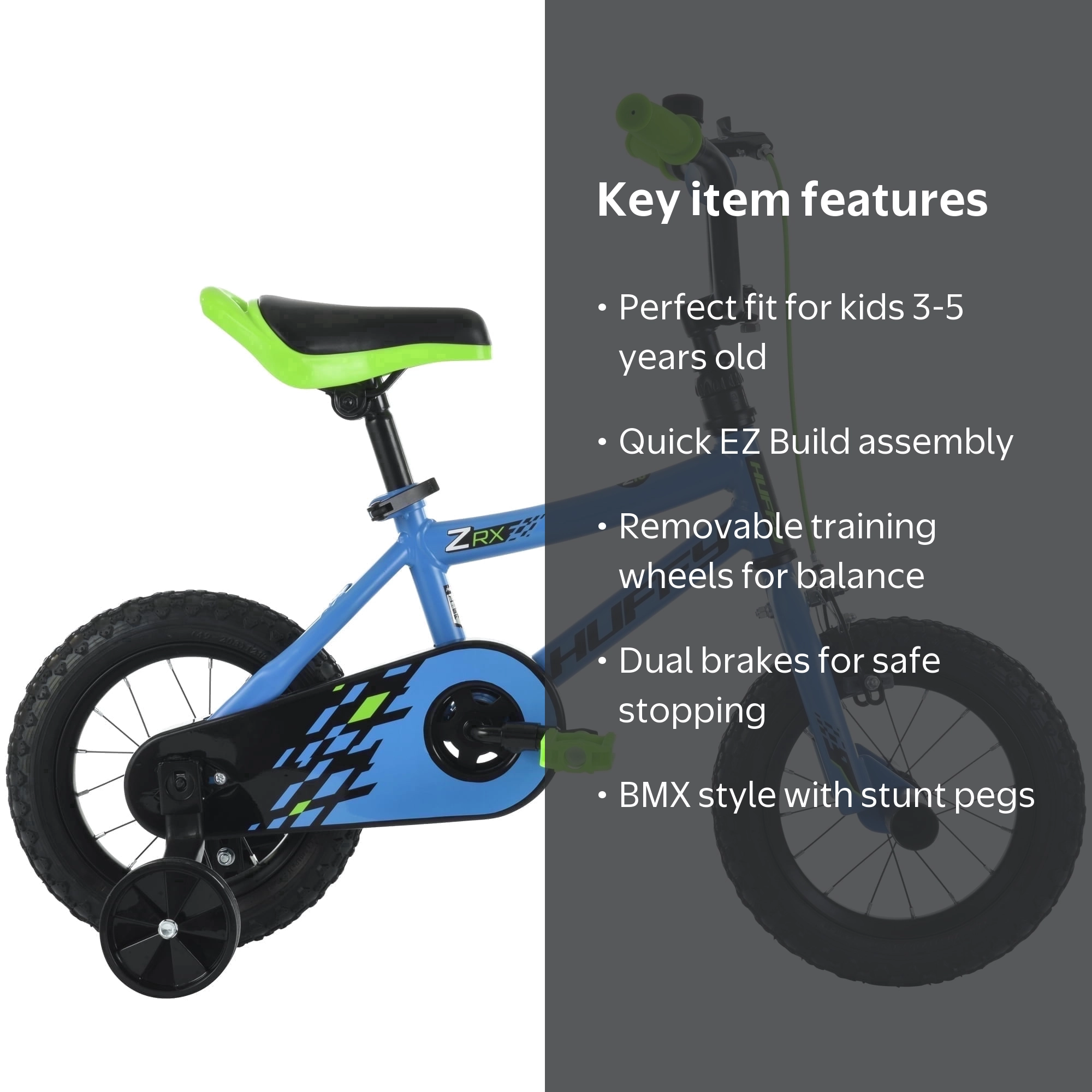 Huffy, Kids‚Äô Bike, 12‚Äù ZRX, EZ Build, Fits Riders 37‚Äù-42‚Äù
