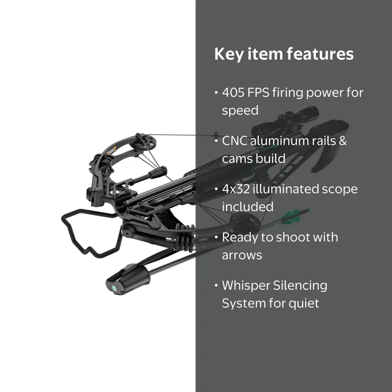 CenterPoint Dagger 405 FPS Crossbow, Scope & 3 Arrows, Black