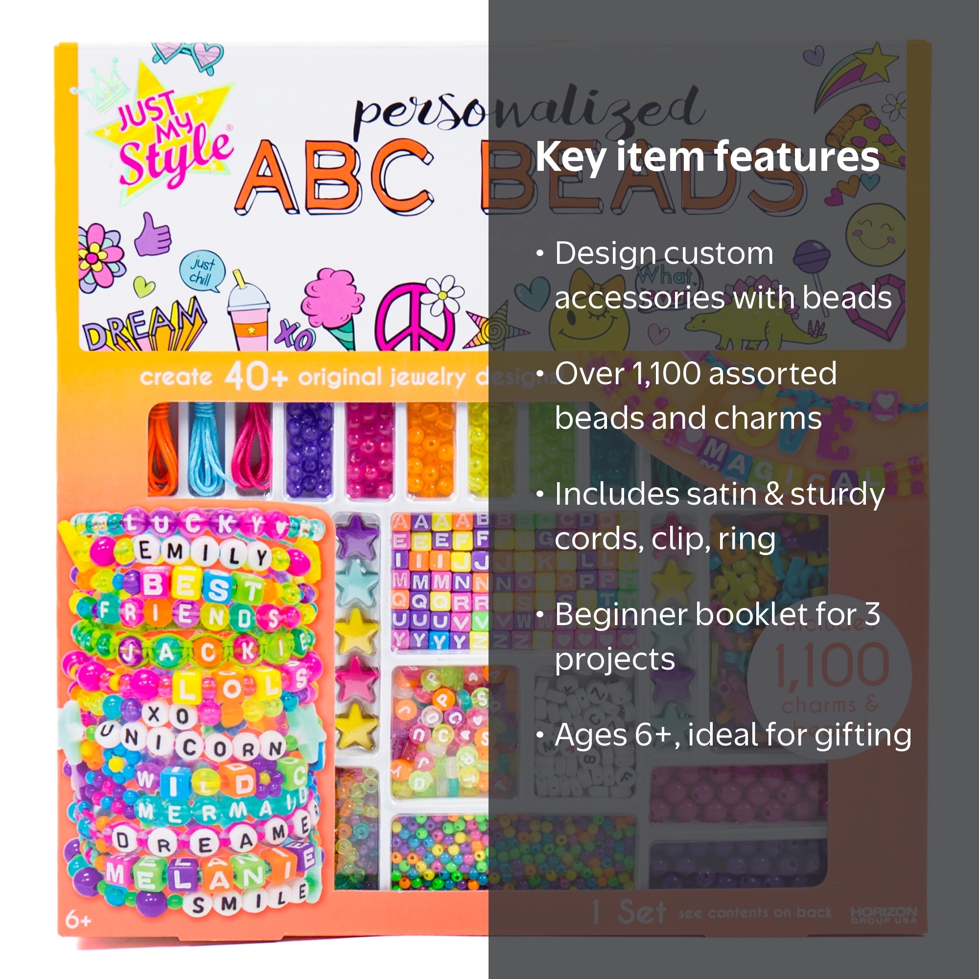 Just My Style Personalized ABC Beads, Includes 1100+ Beads