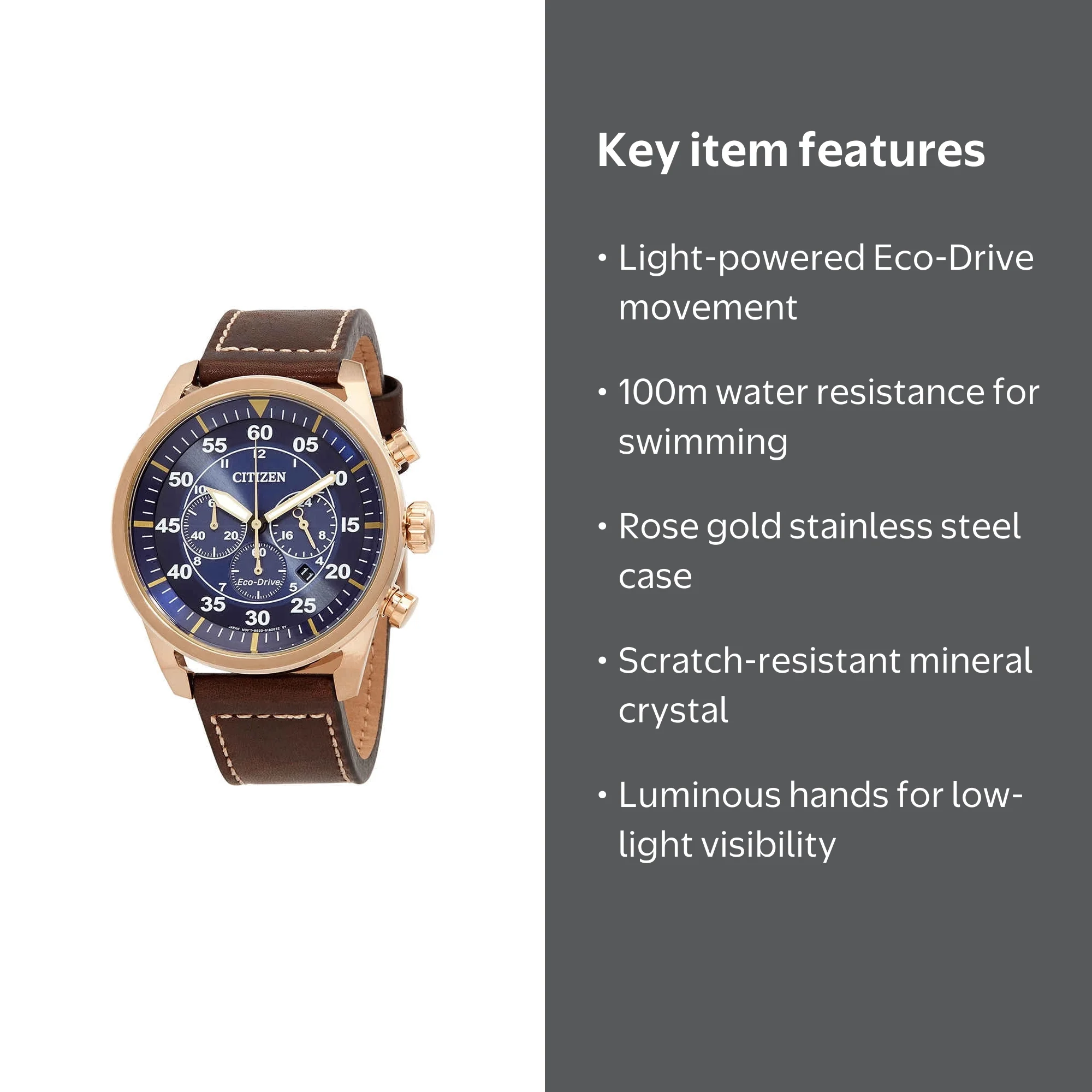 Citizen Avion Chronograph Eco-Drive Blue Dial Men's Watch CA4213