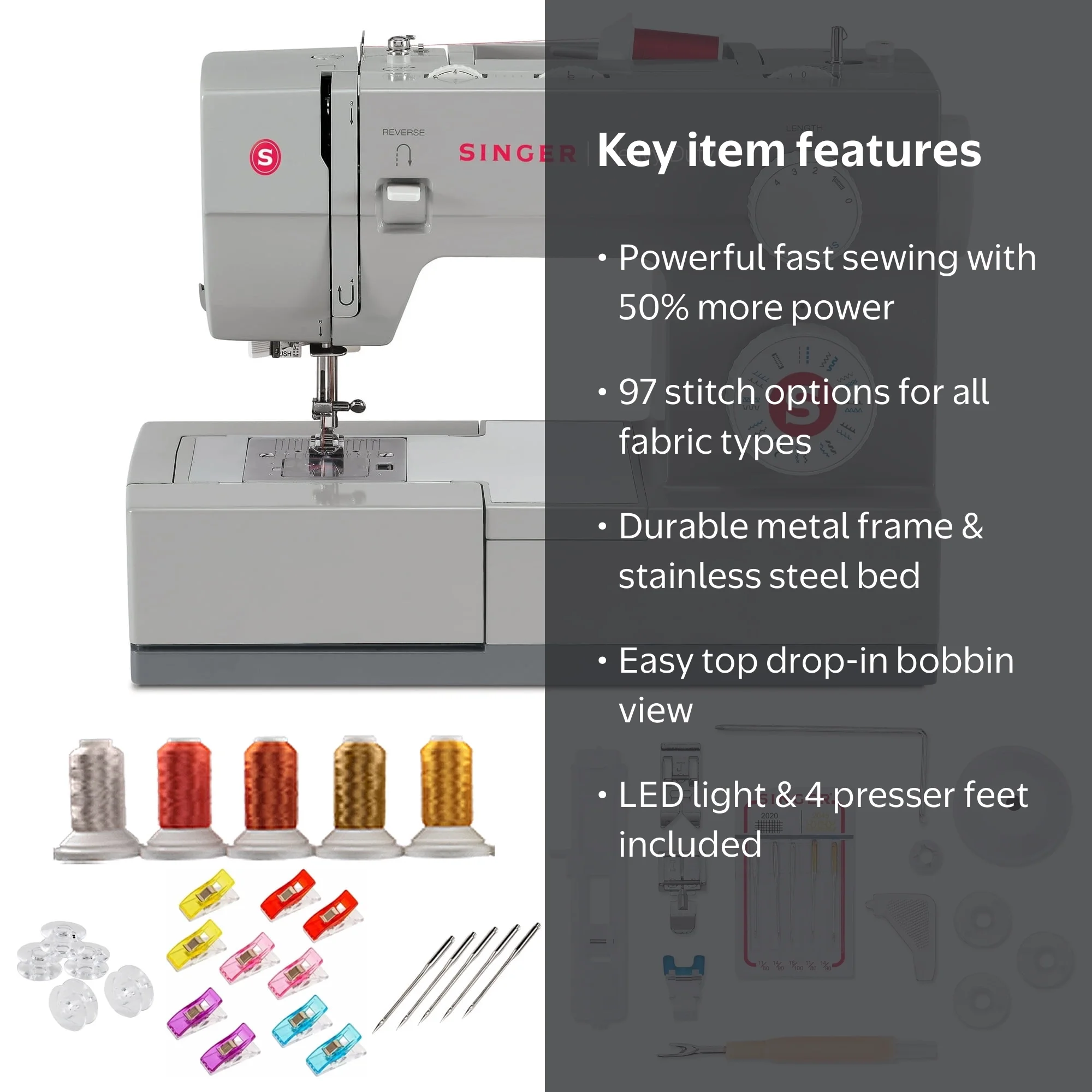 SINGER Heavy Duty 4423 Sewing Machine, 97 Stitches, Bonus Bundle