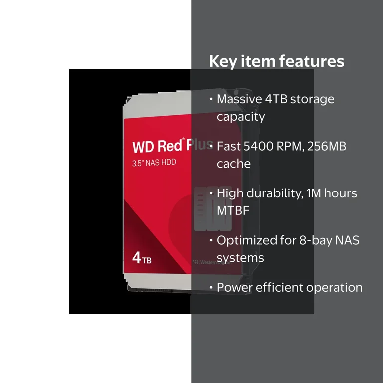 WD, NAS SATA HDD, 4TB WD40EFPX, 3.5 inch Internal Hard Drive