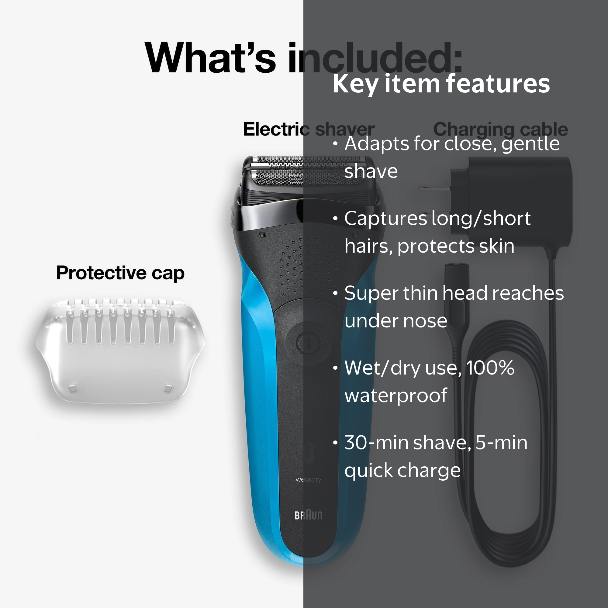 脱毛・除毛 BRAUN Series 3 ProSkin 3010s Wet&Dry Braun, Men's Electric Shaver, Wet and Dry, Series 3 3010s, Blue