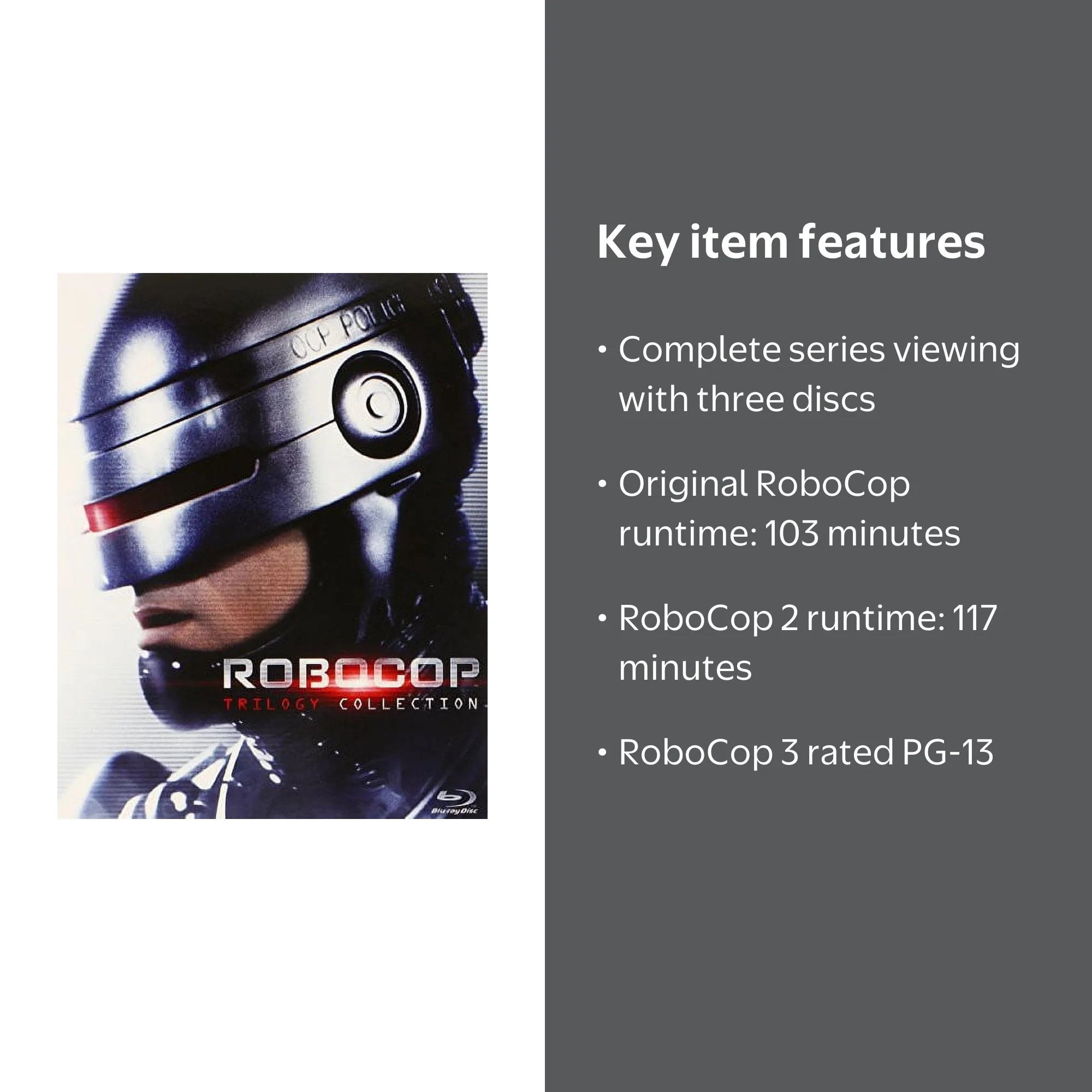 Robocop Trilogy Box Set Blu-ray, 3-Disc collection featuring