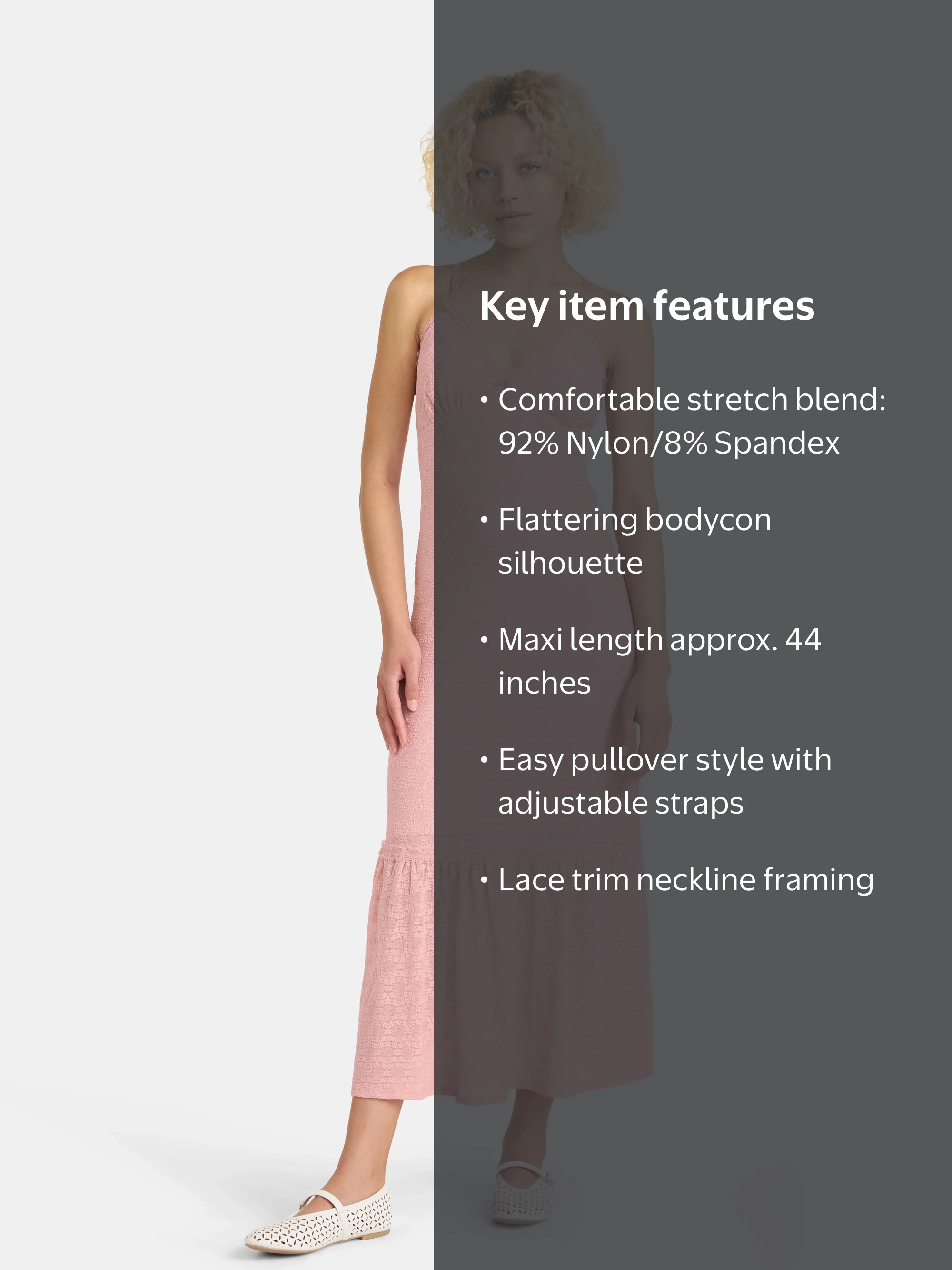 walmart no boundaries lace dress No Boundaries Maxi Dress with Lace Trim, Womens