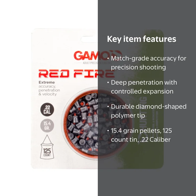Gamo, Pellets, Red Fire .22 Cal, 125 Count, Pointed - Walmart.com
