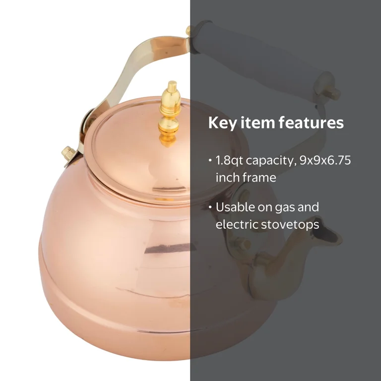 Classic Cuisine Copper Tea Kettle - 7.25 Cups Capacity - Walmart.com