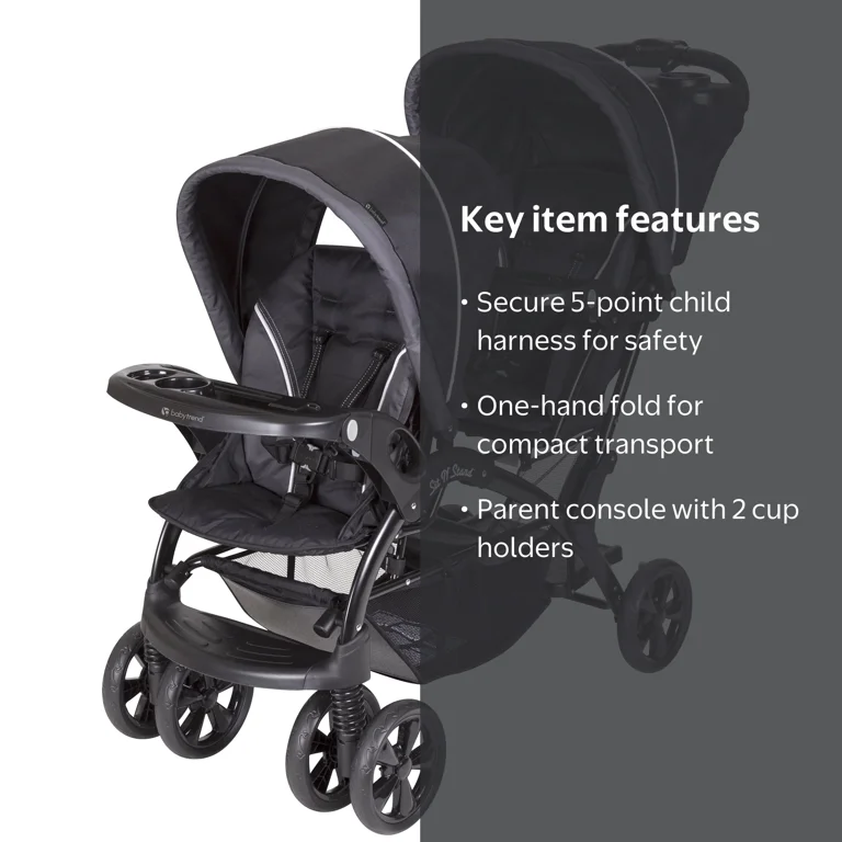 Baby Trend, Sit N' Stand Double Stroller, Black, Polyester and