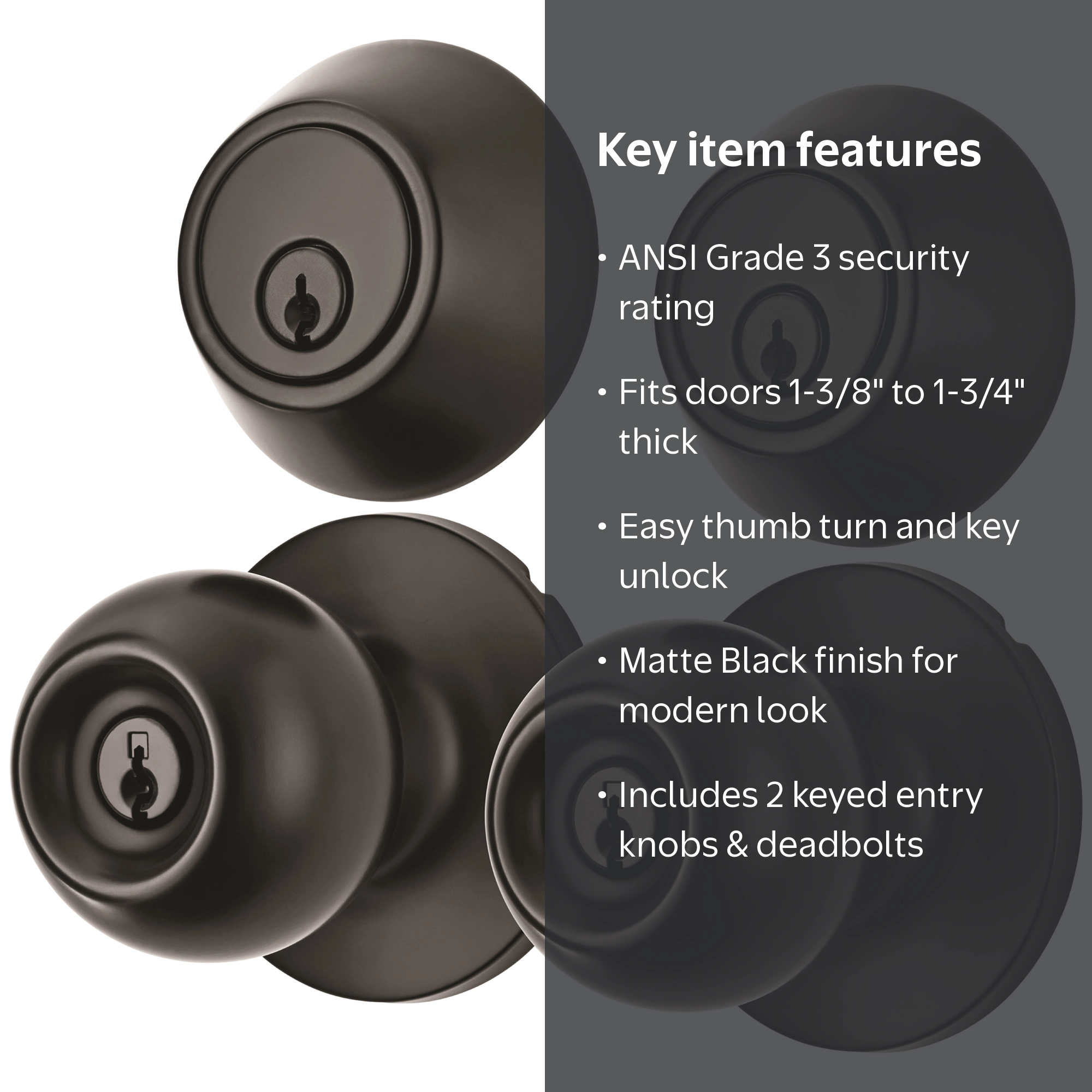 Hyper Tough 2-Pack Keyed Entry Doorknobs and Deadbolts in Matte