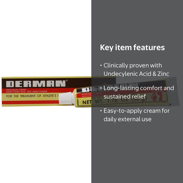 Derman Antifungal Cream for The Treatment of Athlete's Foot, 1.76
