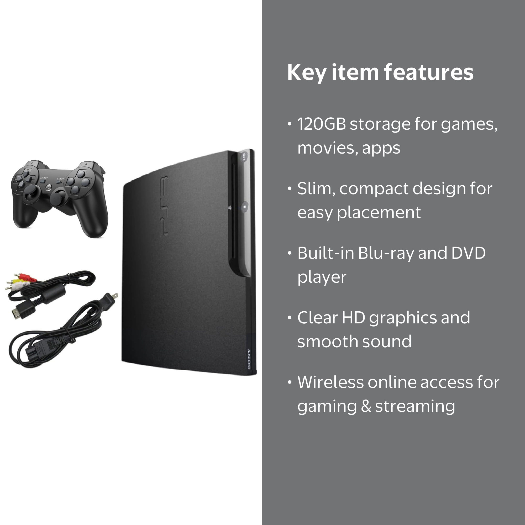PlayStation Restored Slim Game Console 120GB Black with Blu-ray