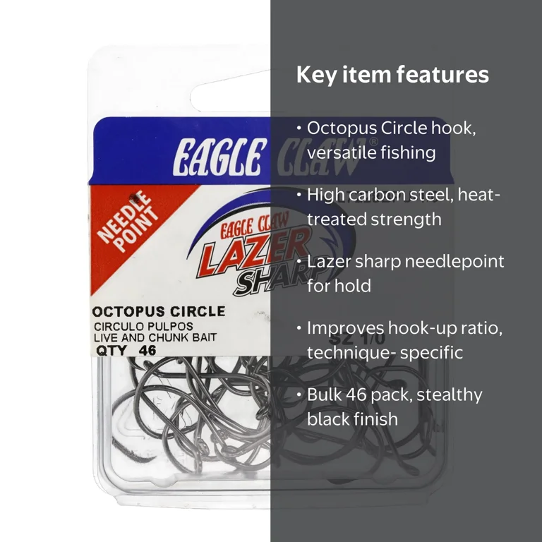 1/0 circle fishing hooks 10-Pack 4/0 1.42" Carbon Steel Offset Hooks With Barbs, Black, For SS hook is a tough new hook in the circle shape that reduces impact on your fish when you plan to release Eagle Claw, Octopus Circle Hook,