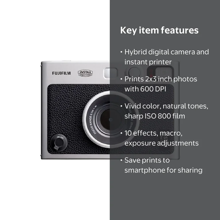 Fujifilm Instax Mini EVO Hybrid Black Instant Camera - Walmart.com
