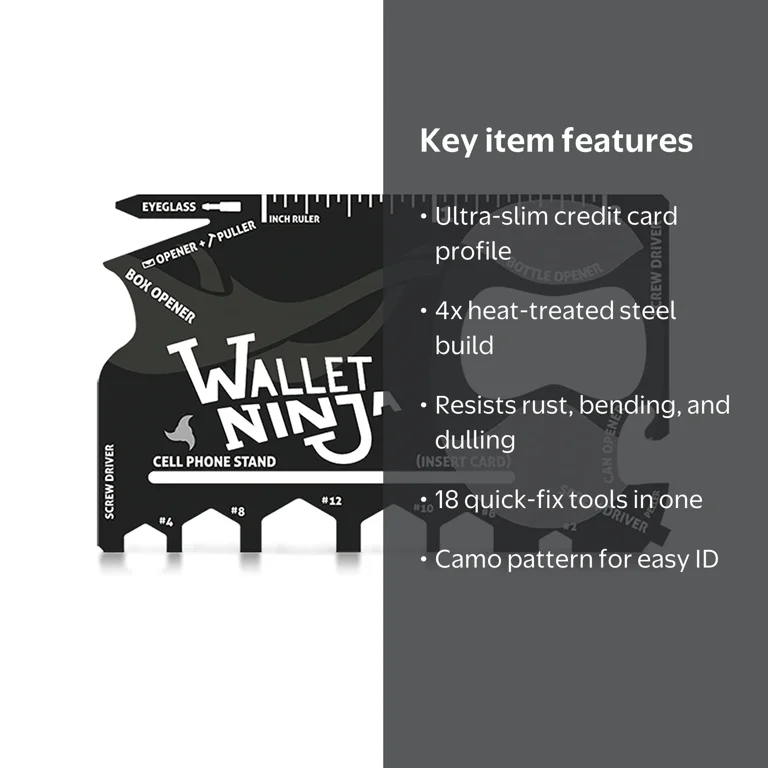 Wallet Ninja 18 In 1 Multi-Purpose Credit Card Tool - Walmart.com