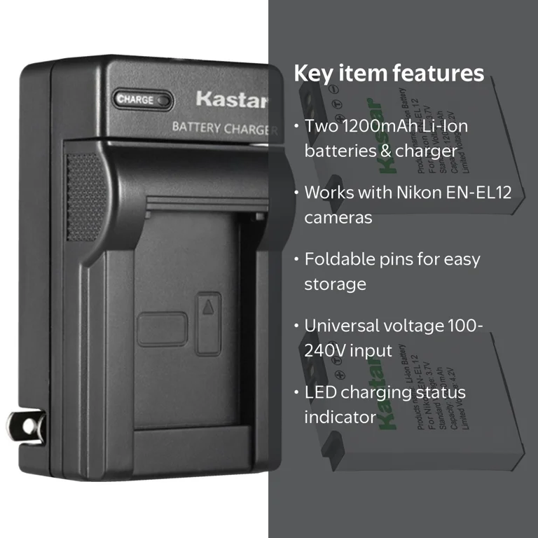 Kastar 2-Pack Battery and AC Wall Charger Replacement for Nikon
