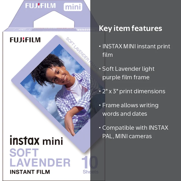 Fujifilm, INSTAX Mini Soft Lavender Film, 10 Pack, 2