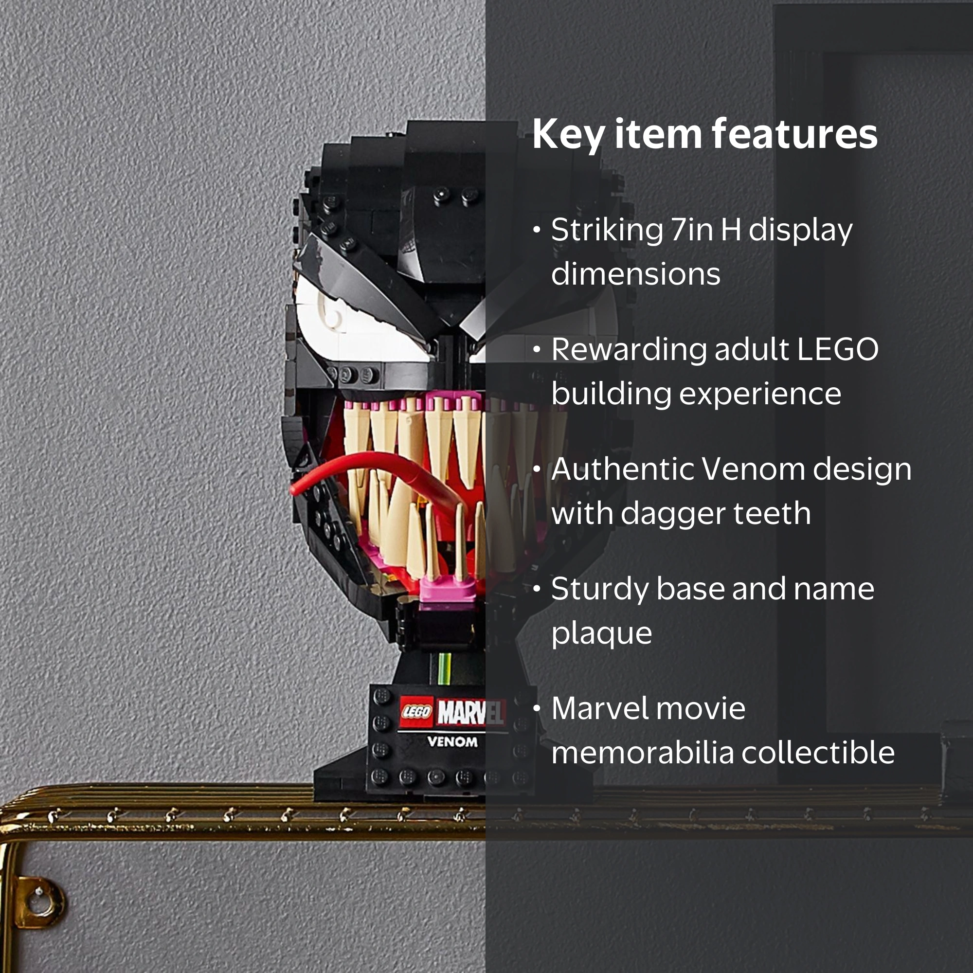LEGO Marvel Spider-Man Venom Mask 76187 - Home Décor Display, Gift