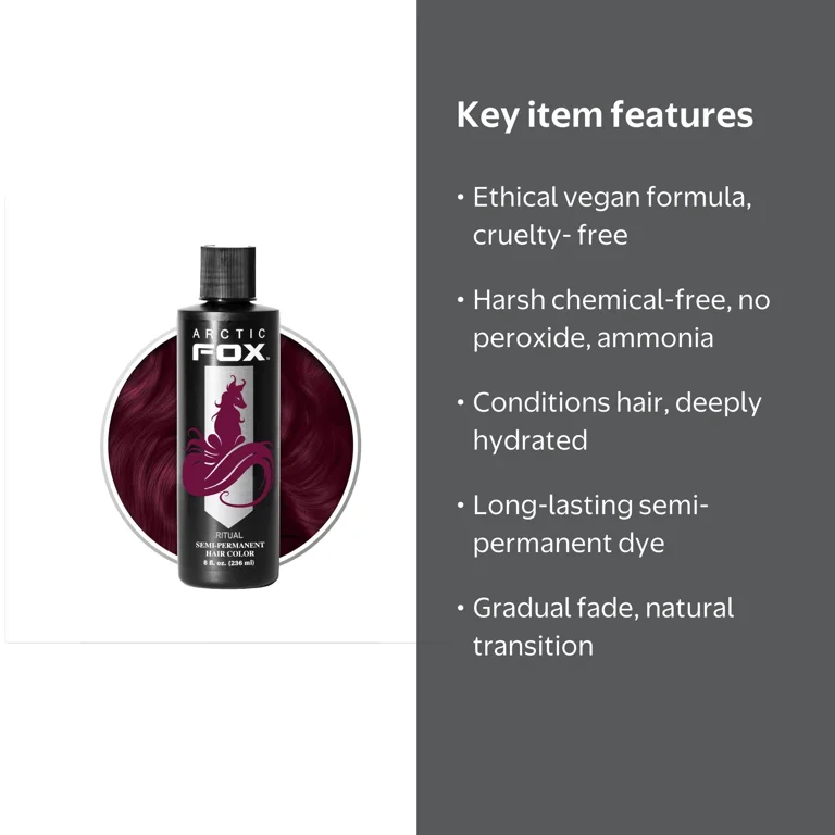 Arctic Fox Vegan Semi-Permanent Hair Dye, Rich Burgundy Color, 8