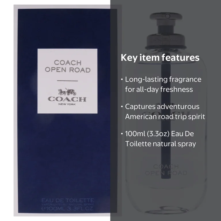 Coach Open Road Eau De Toilette, Woody Aromatic Cologne for Men
