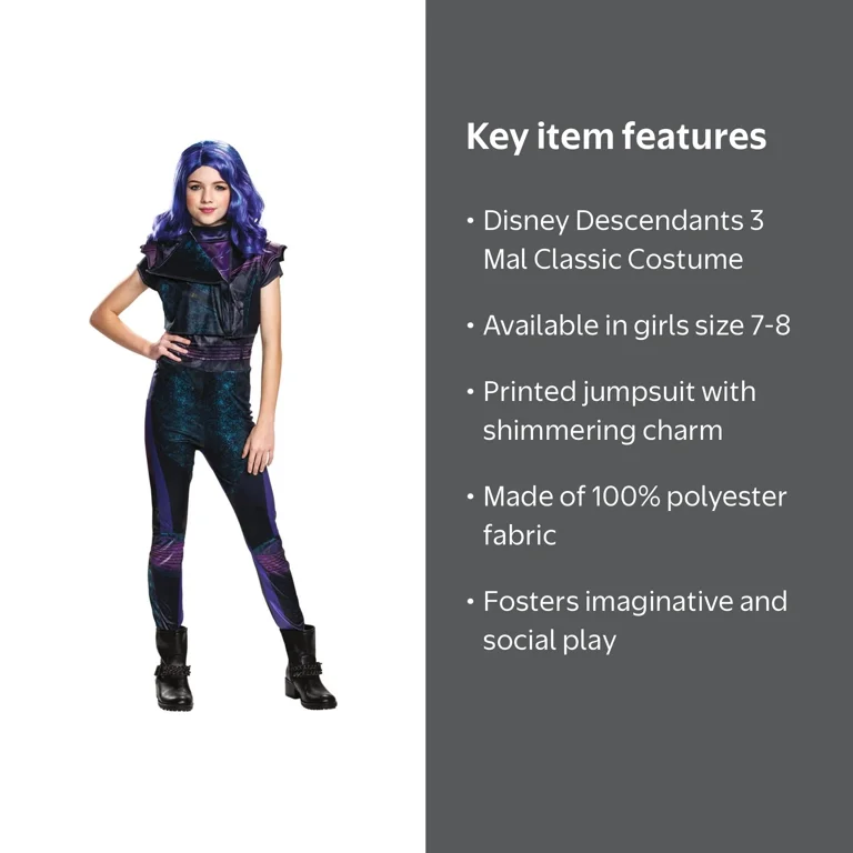 Disguise Girl's Disney Descendants Mal Classic Halloween Dress