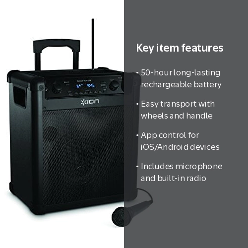 ION Audio Block Rocker (iPA76A) | Portable Bluetooth Speaker with