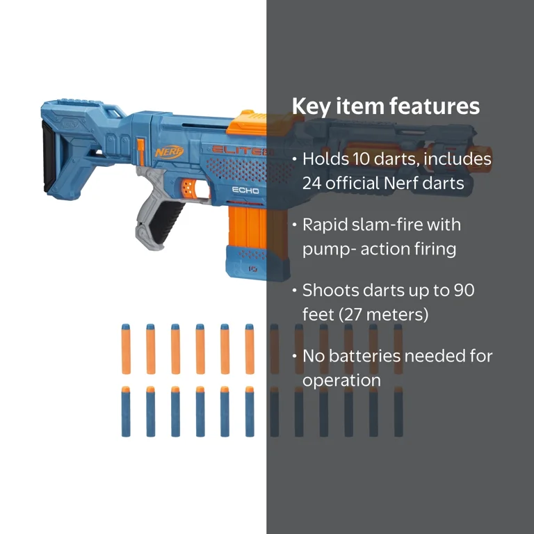 Nerf, Kids Toy Blaster, Echo CS-10 with 24 Darts, Upgradable