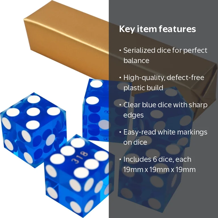 Dice Set - 19MM A Grade Serialized Casino Dice, Blue - Walmart.com
