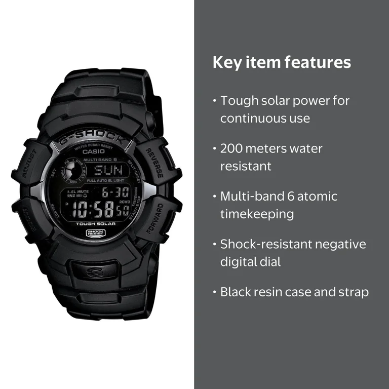 Casio G-Shock Atomic Solar Digital Watch, Shock-Resistant, 200m