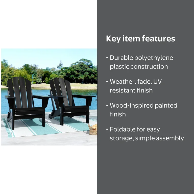 Westin Outdoor Braxton Folding Plastic Adirondack Chair - Black