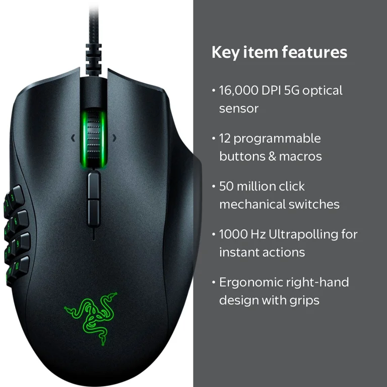 Razer Naga Classic Gamer's Wired MMO Gaming Mouse: 12-Buttons