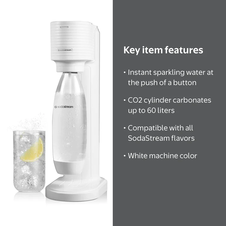 SodaStream Gaia Sparkling Water Maker, White, Includes CO2
