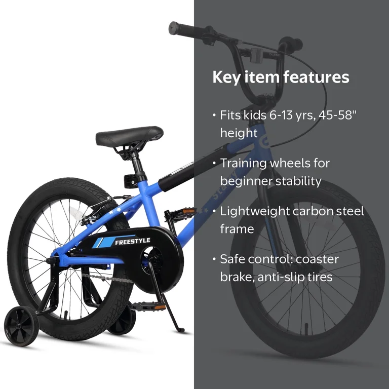 Glerc 18 Inch Little Kids Bike BMX Style Bicycle with Training