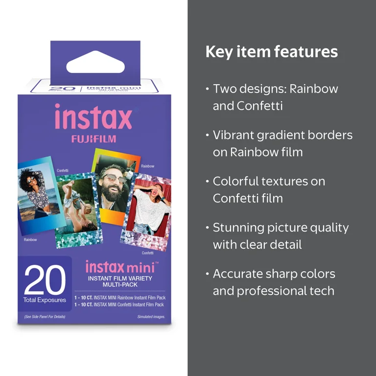 Fujifilm, Instax Mini Film, 20 Exposures, Multicolor - Walmart.com