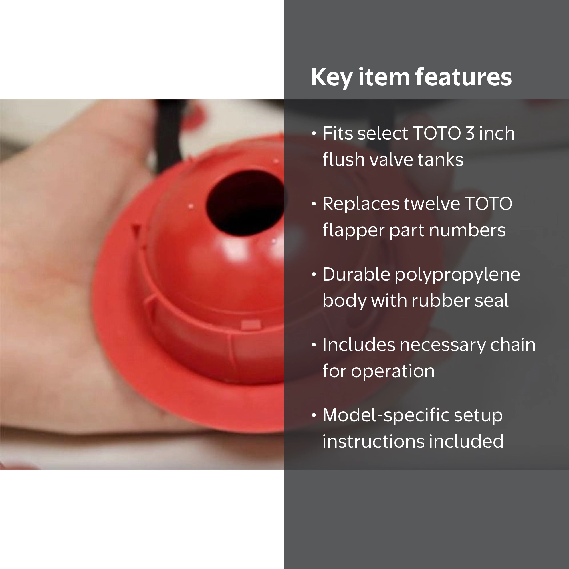 TOTO, Replacement Flapper, 3 inch, for Select TOTO Flush Tanks