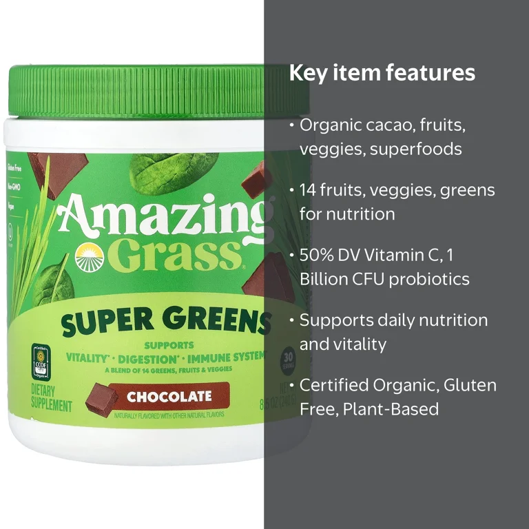 Amazing Grass, Greens Blend Superfood, 8.5 oz, Chocolate - Walmart.com