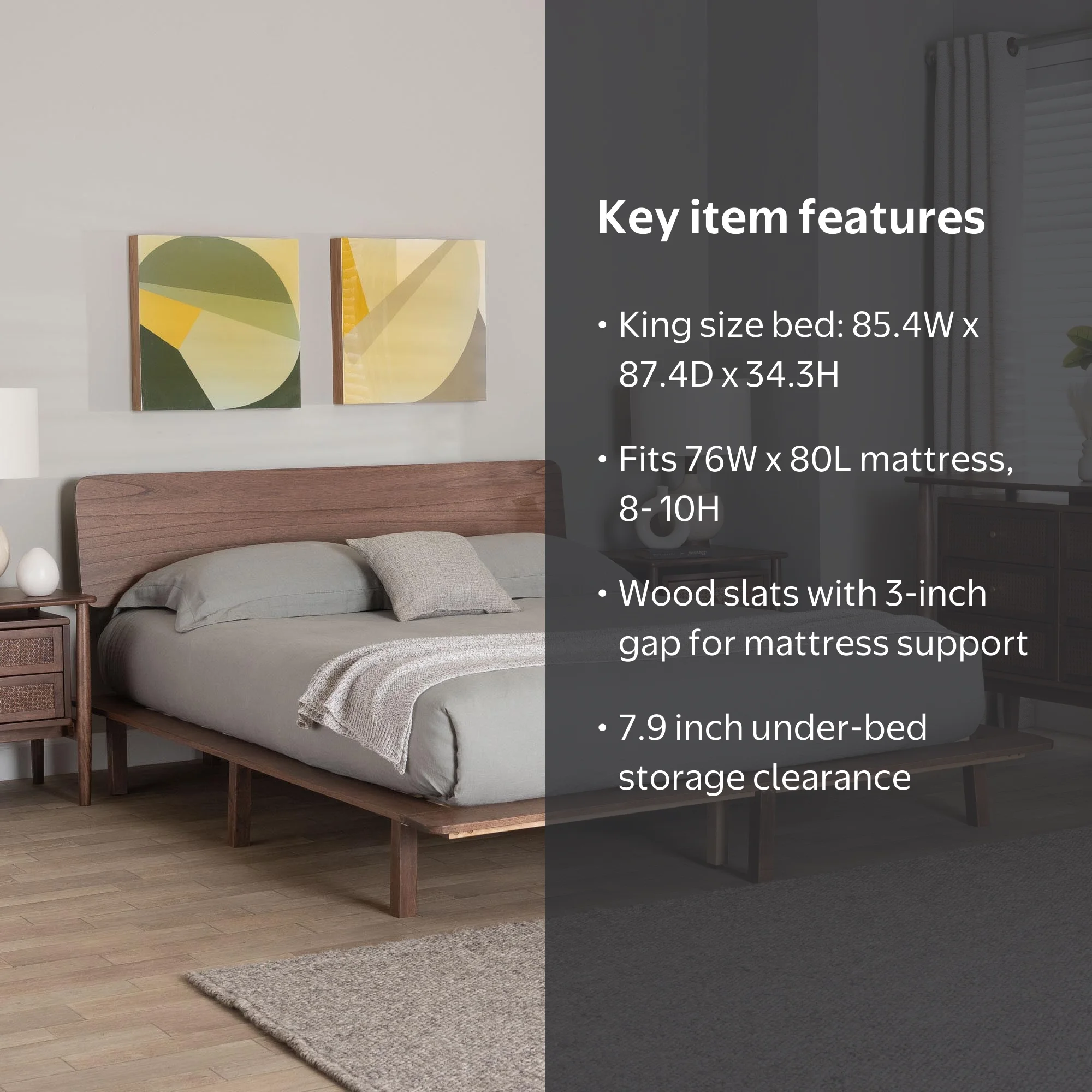Baxton Studio Alyssa Japandi Platform Bed, King, Walnut Brown