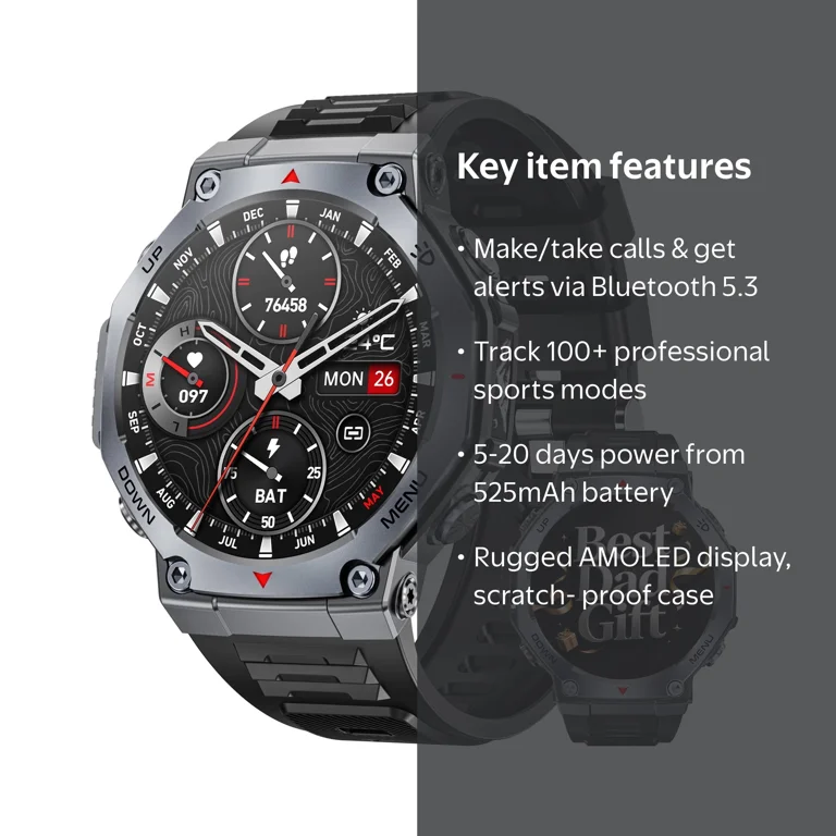 【新品未開封】THE HANY × wearable 3点set Haulvean 1.43-inch AMOLED Military Smart Watch for Men, Outdoor