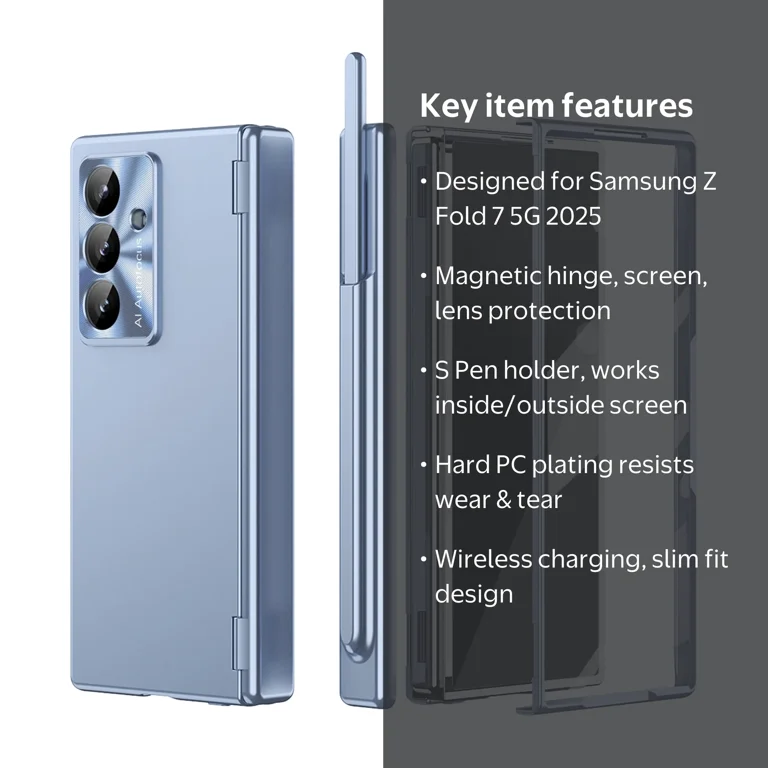 Dteck Case for Samsung Galaxy Z Fold 7 2025,4-in-1 Magnetic Hinge