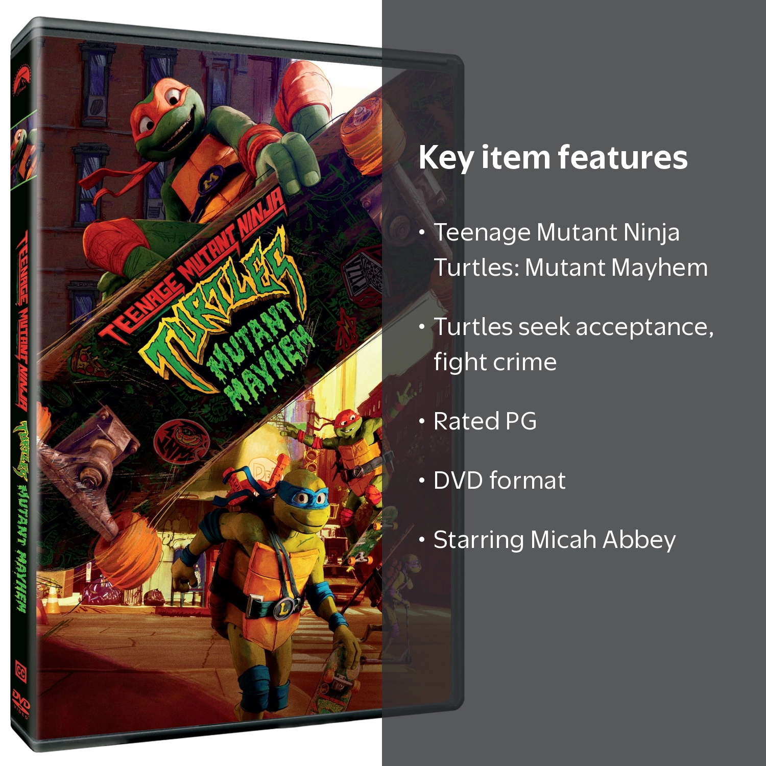 Teenage Mutant Ninja Turtles: Mutant Mayhem (DVD), Starring Micah