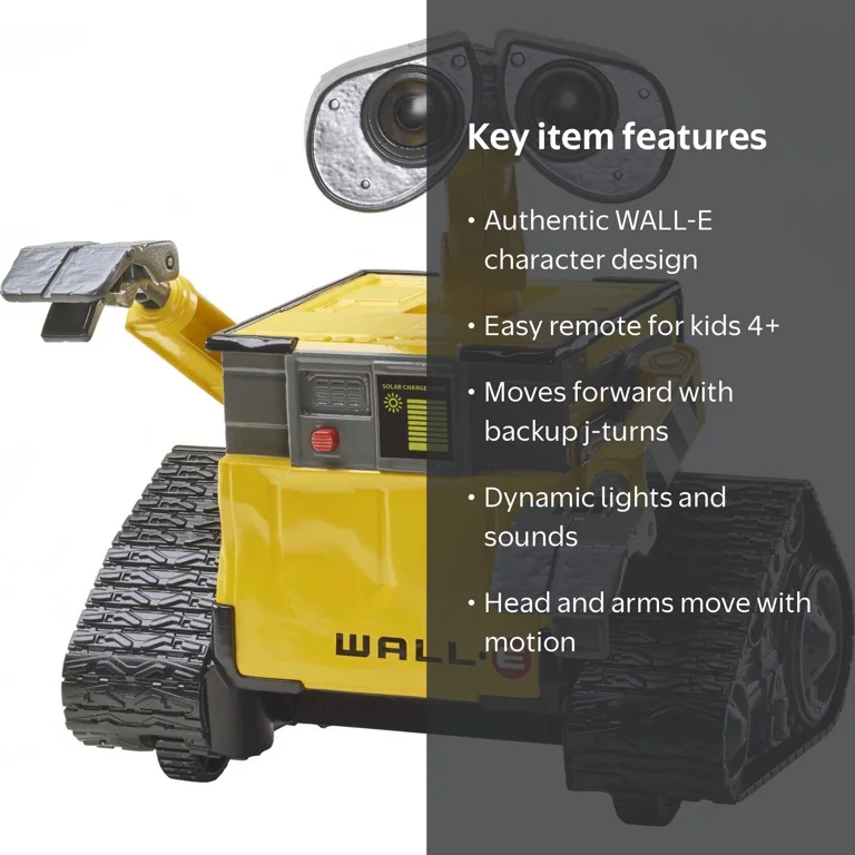 Disney and Pixar WALL-E Robot Toy, Remote Control, Lights and