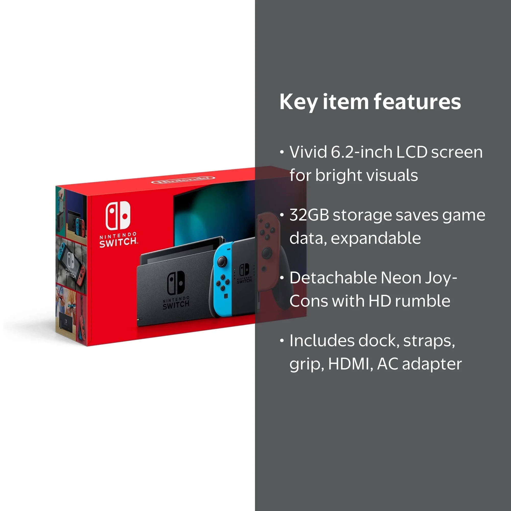 Nintendo Switch, Neon Blue and Red Joy-Con, Japan Import, 32GB