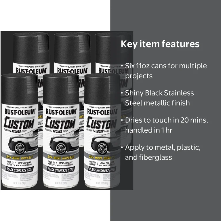 6 Pack, Black Stainless Steel, Rust-Oleum Custom Automotive
