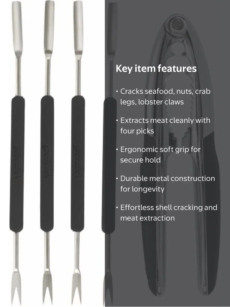 GoodCook Seafood and Nut Cracker Set, Comfort Grip, Durable Metal