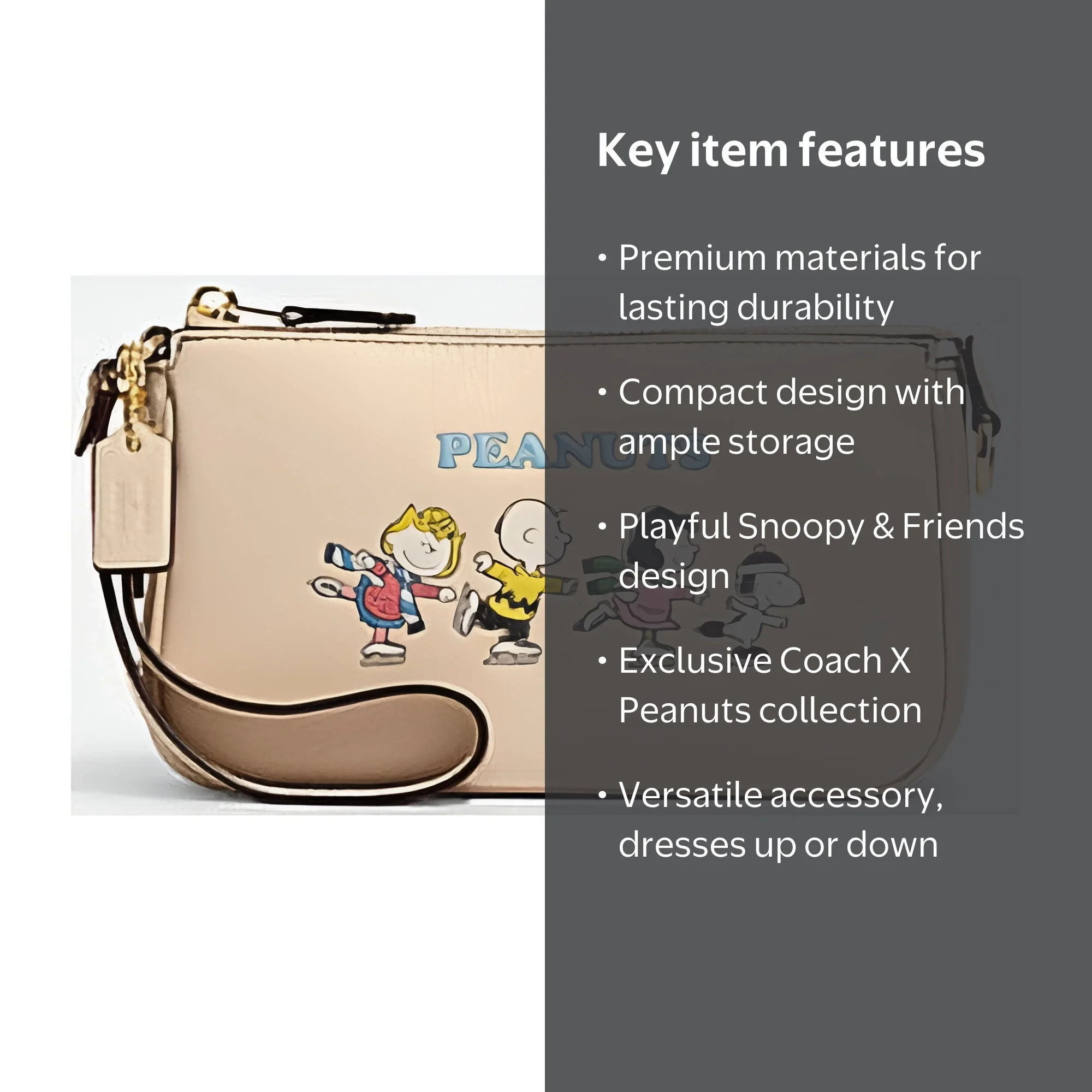Coach CE858 X Peanuts Nolita 19, Snoopy And Friends Motif, Gold