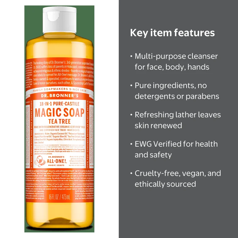 Dr. Bronner's Tea Tree Pure-Castile Liquid Soap - 16oz, Organic
