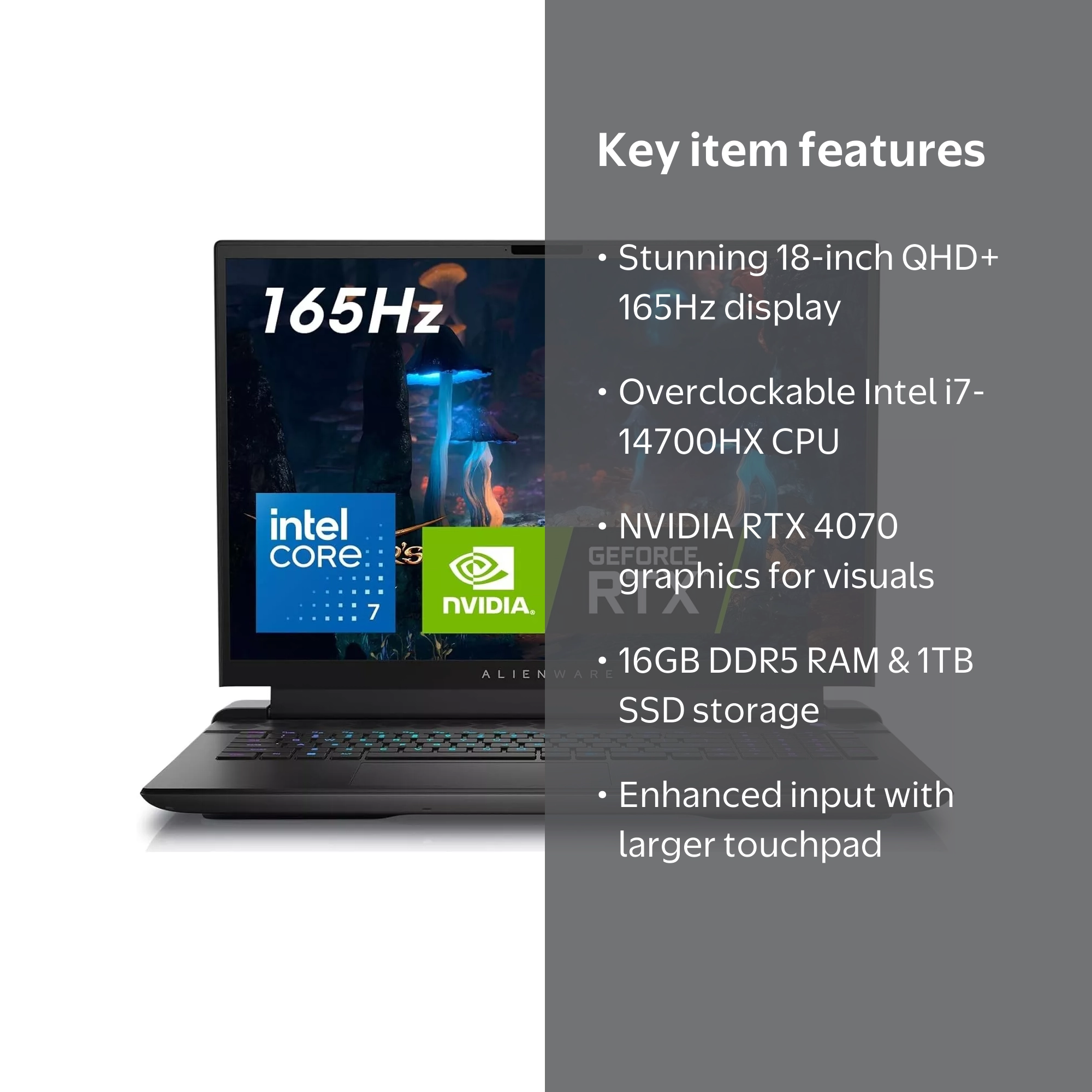 Alienware M18 Gaming Laptop - 18-inch QHD+ 165Hz 3ms Display