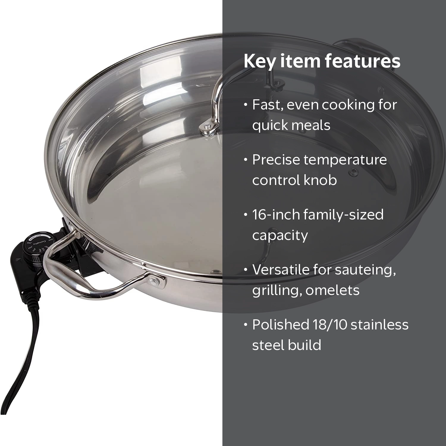 Cucina Pro Electric Skillet - 16