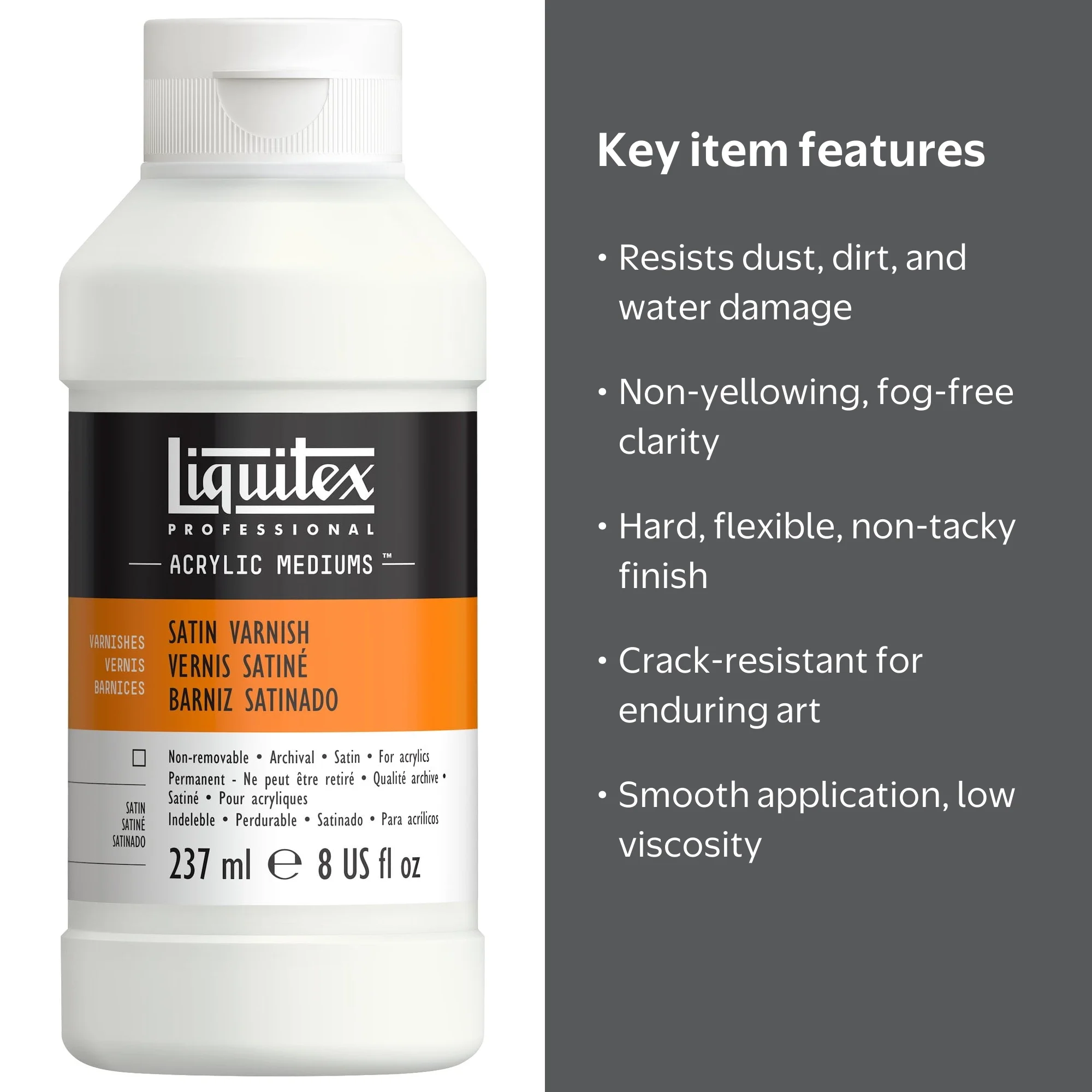 Liquitex, Satin Varnish, 8 oz, Water-Resistant, Archival - Walmart.com