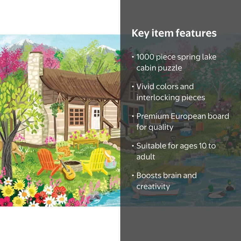 RoseArt Colorluxe 1000-Piece European Landscape Lake Cabin Adult